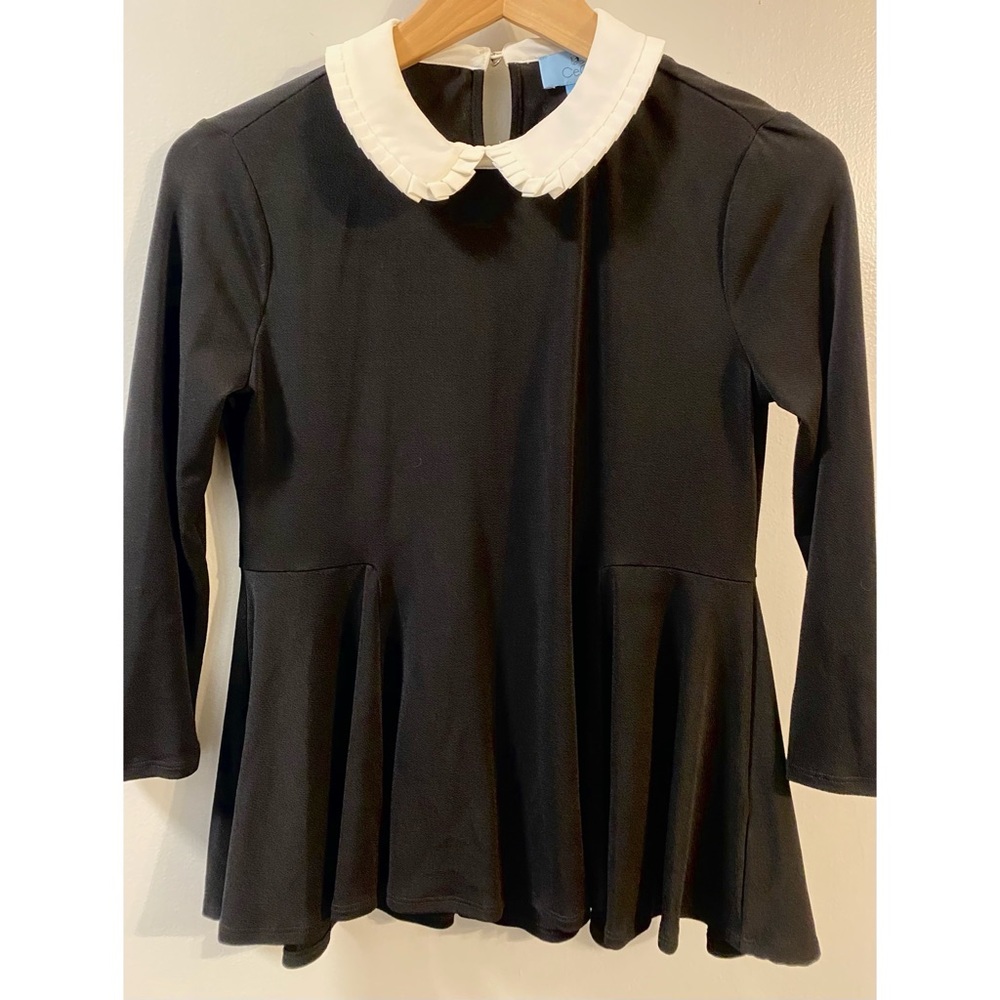 CeCe Peter Pan Pleated Collar 3/4 Wednesday Babydoll XS NEW